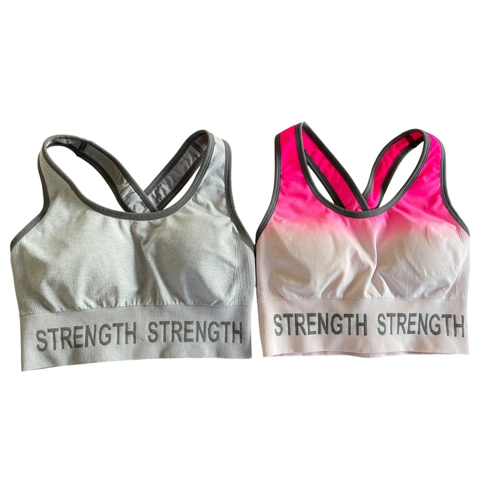 Under Control Strength Sports Bra Set of 2 Pink Ombre Gray Medium‎ RN148628
